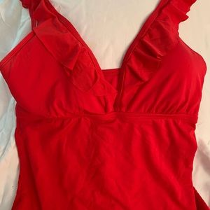 Red one piece bathing suit 🩱 previously worn once. Great condition
